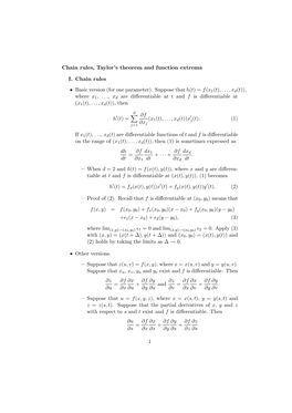 Chain Rules, Taylor's Theorem and Function Extrema