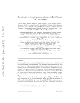 An Attempt to Detect Transient Changes in Io's SO₂ and Nacl Atmosphere