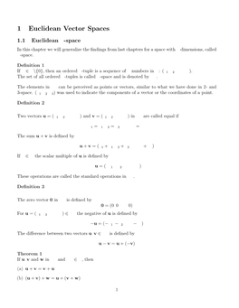 1 Euclidean Vector Spaces