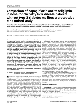 Comparison of Dapagliflozin and Teneligliptin in Nonalcoholic Fatty