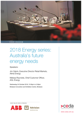2018 Energy Series: Australia's Future Energy Needs