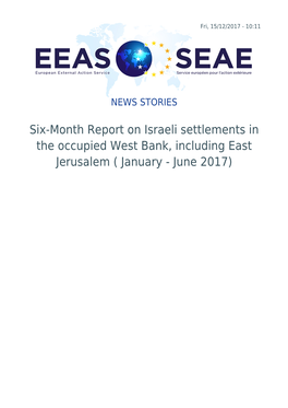 Six-Month Report on Israeli Settlements in the Occupied West