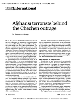 Afghansi Terrorists Behind the Chechen Outrage