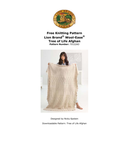 Free Knitting Pattern: Wool-Ease® Tree of Life Afghan