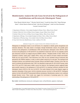 Bioinformatics Analysis Reveals Genes Involved in the Pathogenesis of Ameloblastoma and Keratocystic Odontogenic Tumor