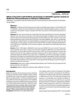 Effects of SLC22A2 (Rs201919874) and SLC47A2 (Rs138244461)