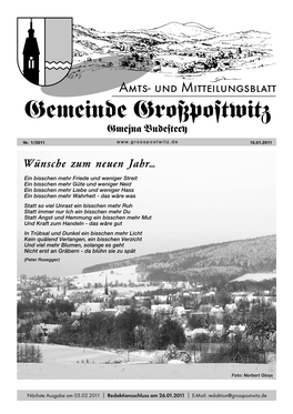 Januar 2011, Um 19.00 Uhr in Der Gemein- Festsetzung Der Grundsteuer a Und B Für Deverwaltung Großpostwitz Stattfindet, Recht Herzlich Ein