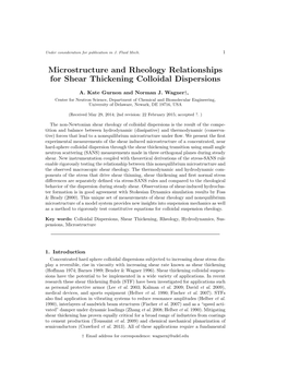 Microstructure and Rheology Relationships for Shear Thickening Colloidal Dispersions