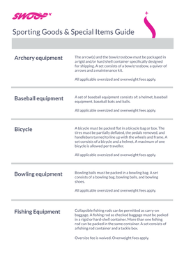 Sporting Goods & Special Items Guide