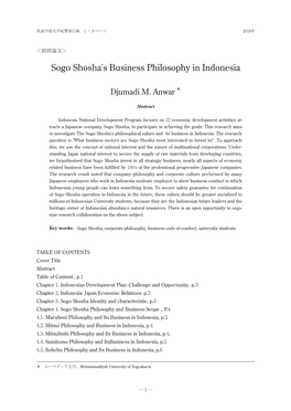 Sogo Shoshas Business Philosophy in Indonesia