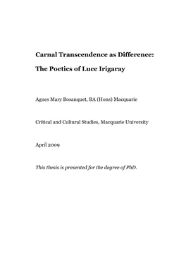 Carnal Transcendence As Difference