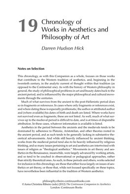 19Chronology of Works in Aesthetics and Philosophy Of