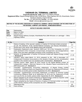 VADINAR OIL TERMINAL LIMITED Corporate Identity No