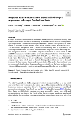 Integrated Assessment of Extreme Events and Hydrological Responses of Indo‑Nepal Gandak River Basin