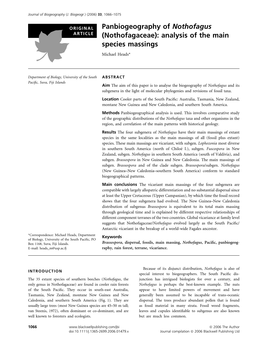 (Nothofagaceae): Analysis of the Main Species Massings Michael Heads*