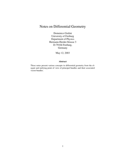 Notes on Differential Geometry