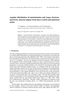 Angular Distribution of Autoionization and Auger Electrons Ejected by Electron Impact from Laser-Excited and Polarized Atoms