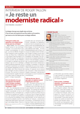 INTERVIEW DE ROGER TALLON « Je Reste Un Moderniste Radical » PAR FRÉDÉRIC COUDERC [1]