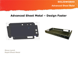 Advanced Sheet Metal Design Faster