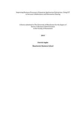 Improving Business Processes of Jamaican Agritourism Enterprises: Using ICT to Increase Collaboration and Information Sharing