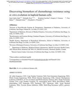 Discovering Biomarkers of Chemotherapy Resistance Using In