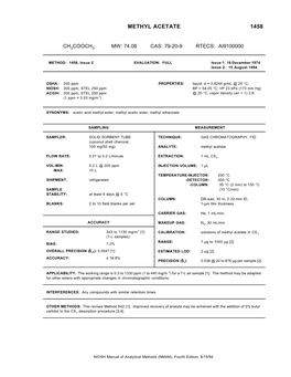 Methyl Acetate 1458