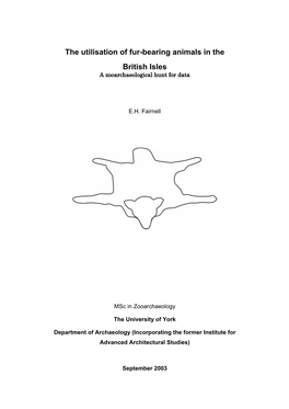 The Utilisation of Fur-Bearing Animals in the British Isles a Zooarchaeological Hunt for Data