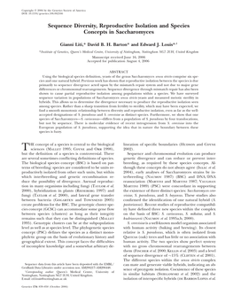 Sequence Diversity, Reproductive Isolation and Species Concepts in Saccharomyces