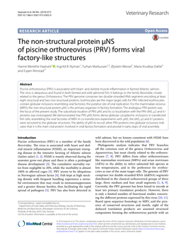 The Non-Structural Protein Μns of Piscine Orthoreovirus