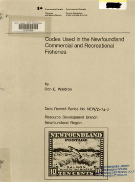 Codes Used in the Newfoundland Commercial and Recreational Fisheries