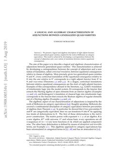 A Logical and Algebraic Characterization of Adjunctions Between Generalized Quasi-Varieties