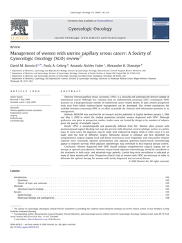 Management of Women with Uterine Papillary Serous Cancer: a Society of Gynecologic Oncology (SGO) Review☆