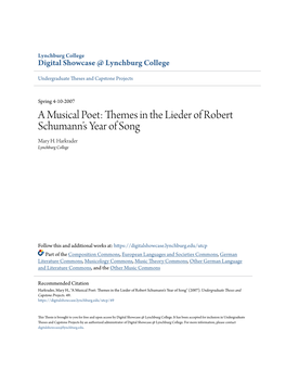 A Musical Poet: Themes in the Lieder of Robert Schumann's Year of Song