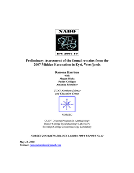 Preliminary Assessment of the Faunal Remains from the 2007 Midden Excavation in Eyri, Westfjords