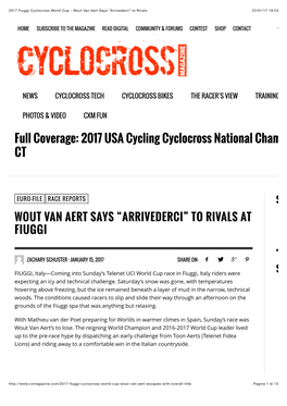 2017 Fiuggi Cyclocross World Cup - Wout Van Aert Says “Arrivederci” to Rivals 22/01/17 19:23