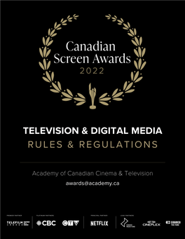 Official 2022 Canadian Screen Awards Rules & Regulations for Television