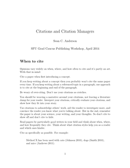 Citations and Citation Managers