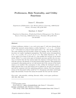 TM-808C: Preferences, Risk Neutrality, and Utility Functions