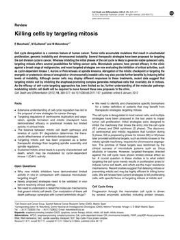 Killing Cells by Targeting Mitosis