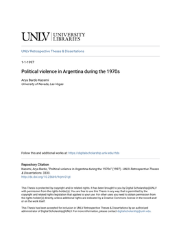 Political Violence in Argentina During the 1970S