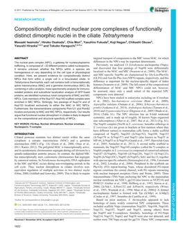 Compositionally Distinct Nuclear Pore Complexes of Functionally Distinct Dimorphic Nuclei in the Ciliate Tetrahymena