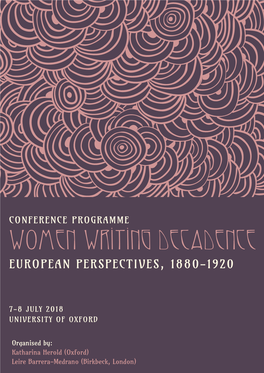 Women Writing Decadence European Perspectives, 1880-1920