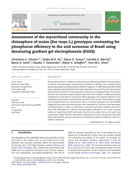 Assessment of the Mycorrhizal Community in the Rhizosphere Of