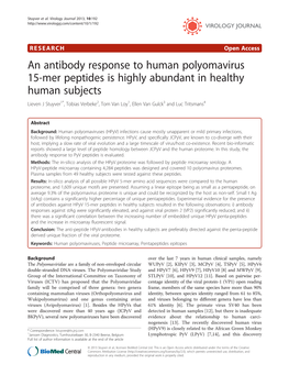 An Antibody Response to Human Polyomavirus 15-Mer Peptides Is Highly Abundant in Healthy Human Subjects