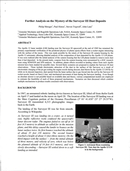 Further Analysis on the Mystery of the Surveyor III Dust Deposits