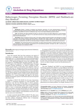 Hallucinogen Persisting Perception Disorder