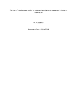 The Use of Low-Dose Carvedilol to Improve Hypoglycemia Awareness in Patients with T1DM