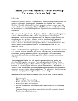 Curriculum: Indiana University Palliative Medicine Fellowship