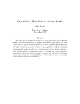 Quantitative Metathesis in Ancient Greek