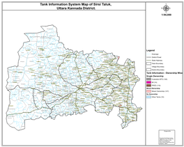 Tank Information System Map of Sirsi Taluk, Uttara Kannada District. Μ 1:94,000